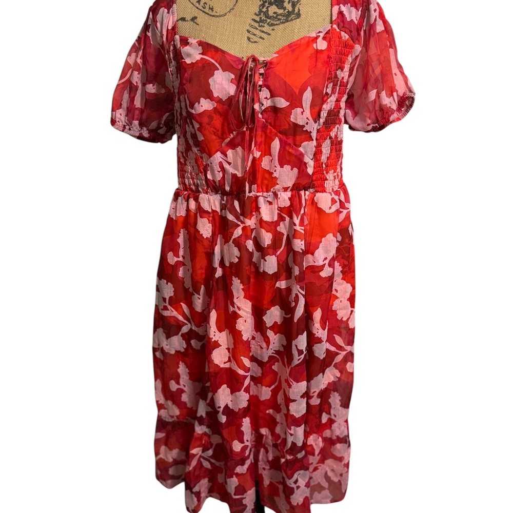 Chic Red Floral Midi Dress